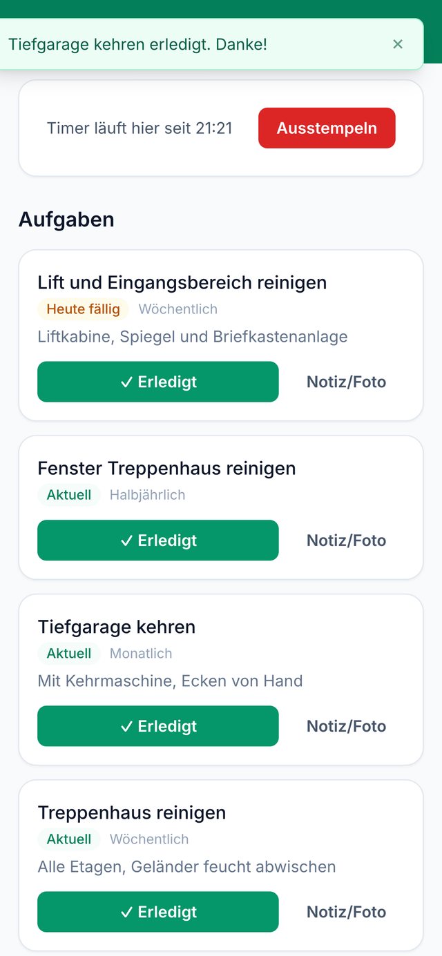 Dieselbe Liegenschaft, eine Aufgabe ist als erledigt gemeldet